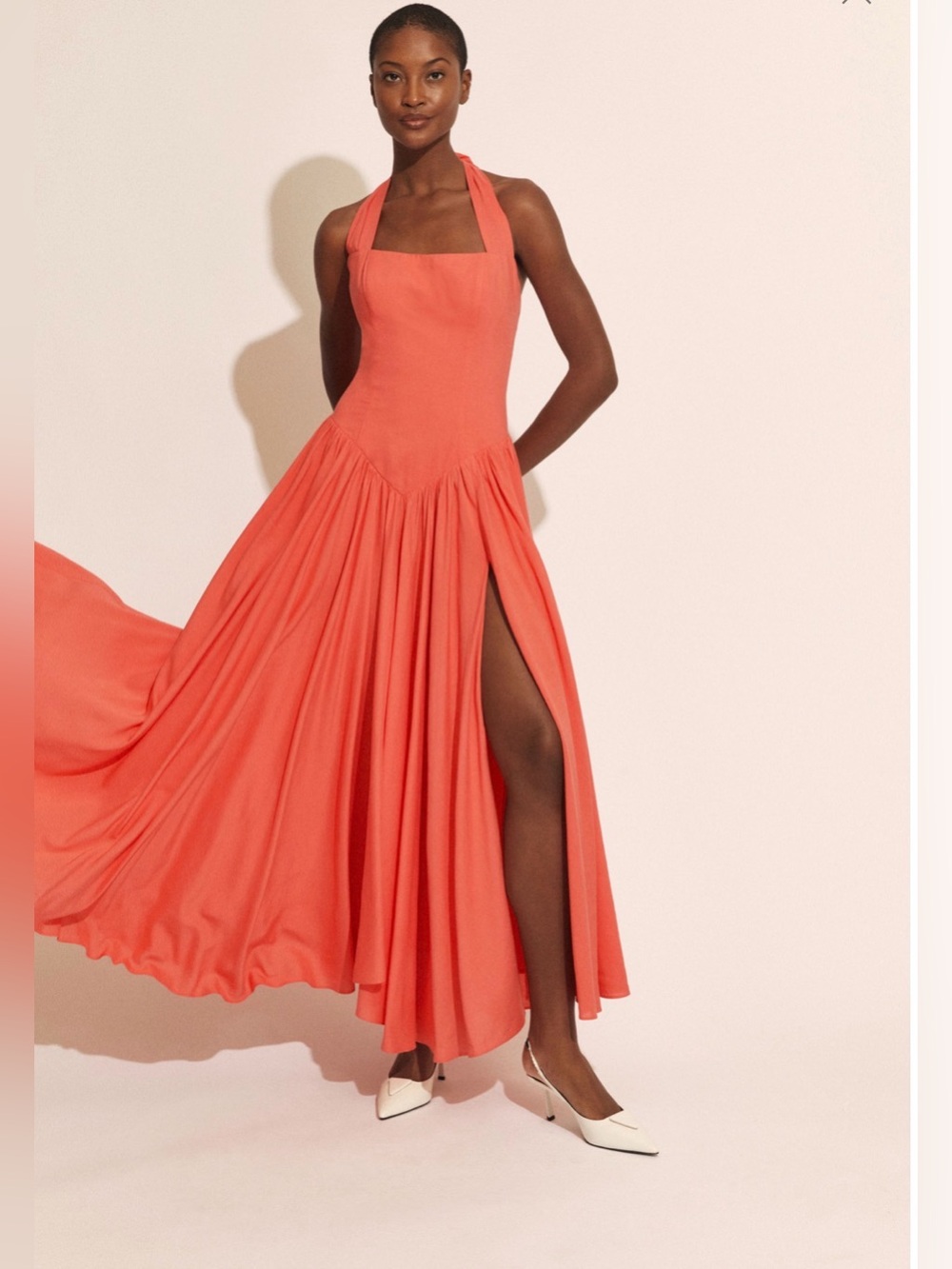 Bardot Marabella Halter Maxi Dress Size 10 Melon Linen Blend NWT $199